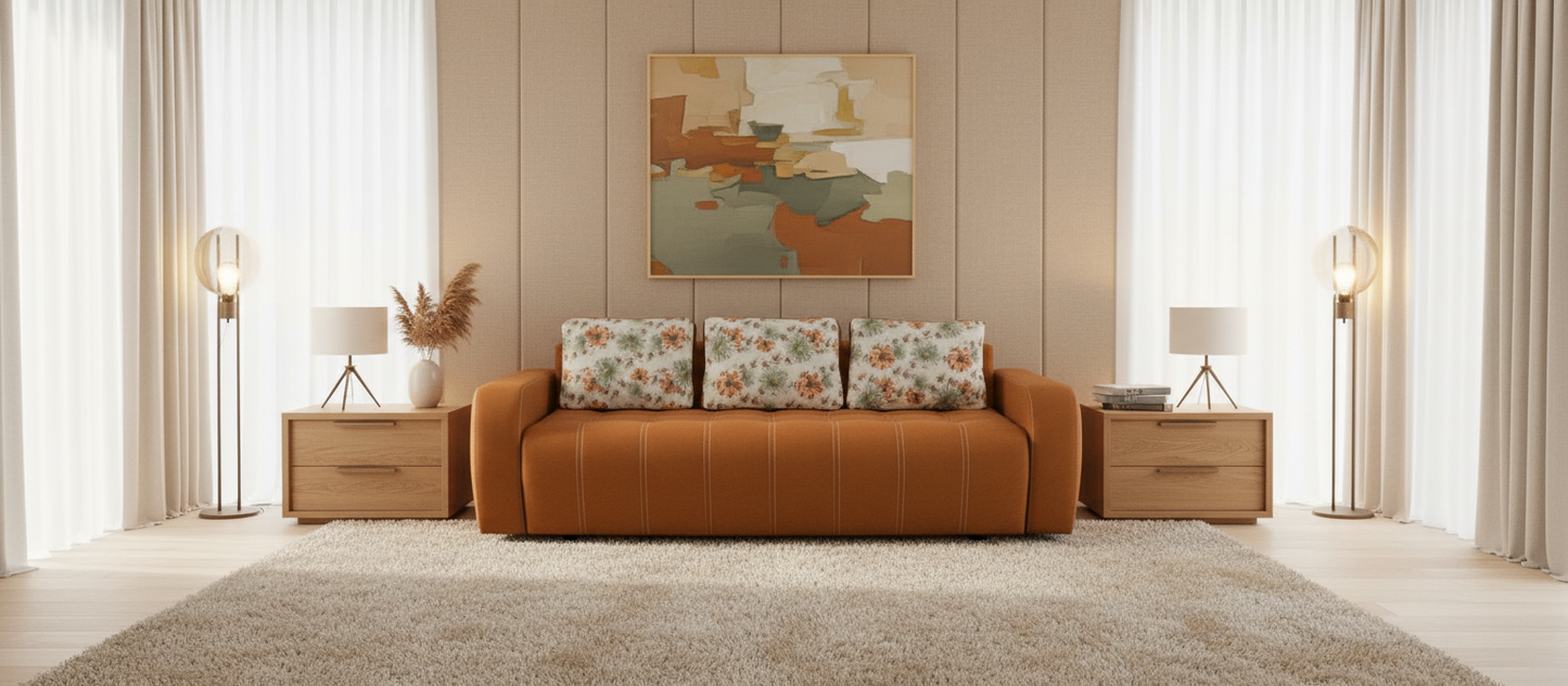 Canapea extensibila 3 locuri - Mira cu tapiterie din stofa